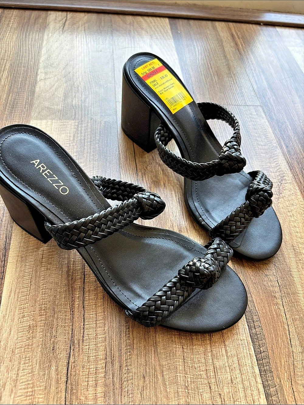 Arezzo Block Heel Sandals in Black US 7